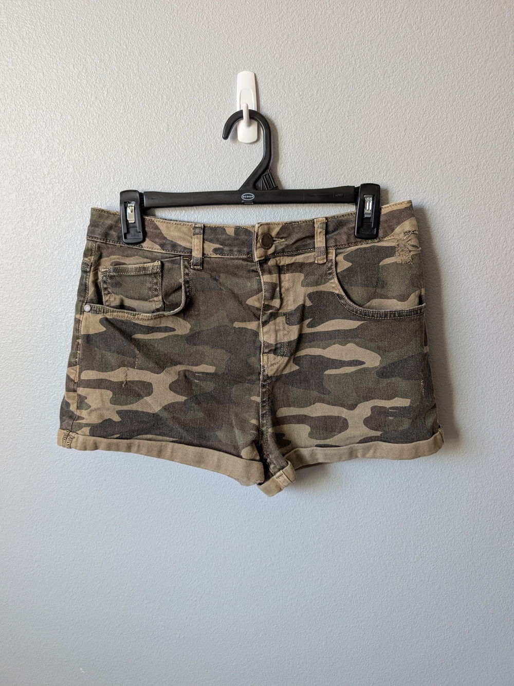 Zara Camo Jean Shorts - Olive, Tan, Brown